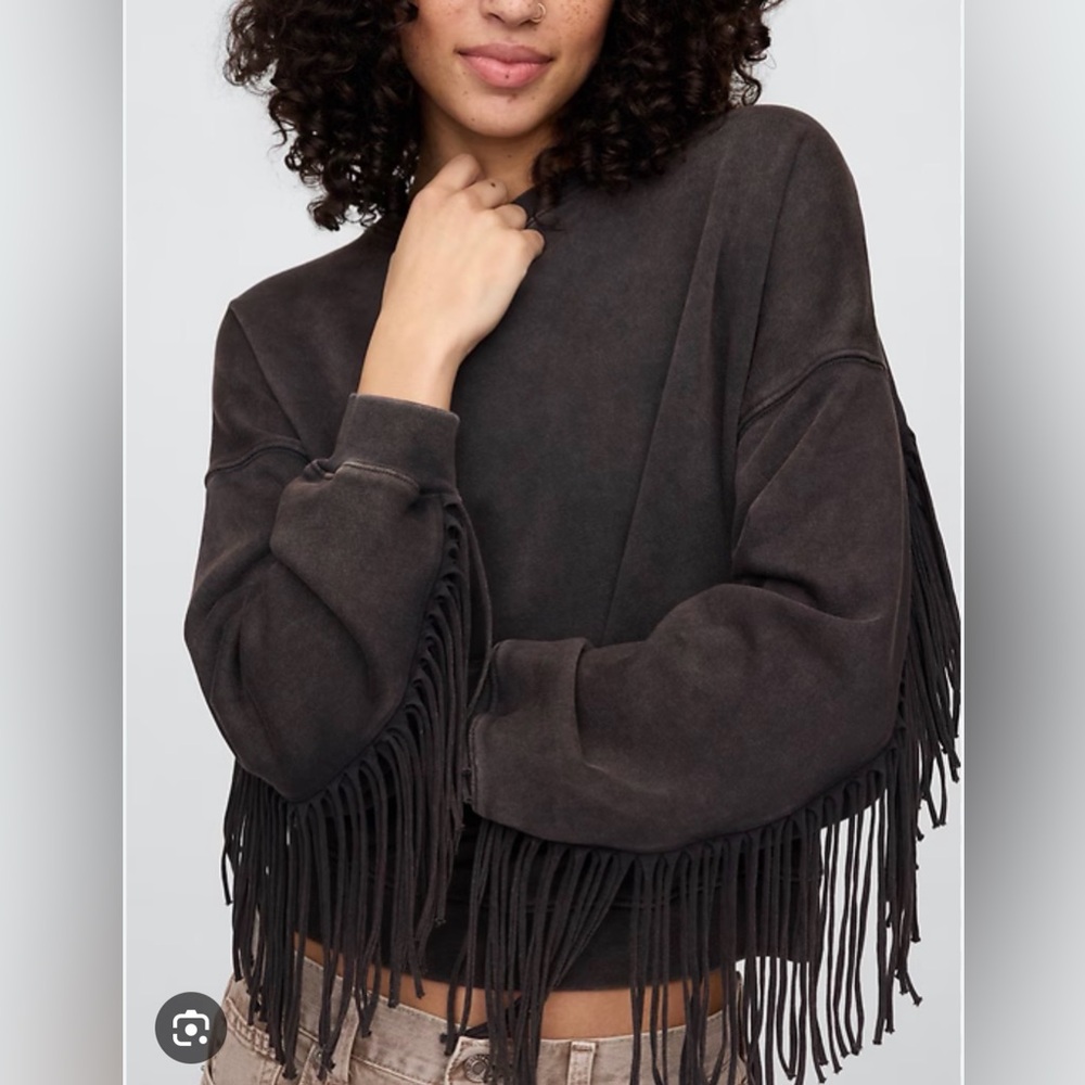 Gap Oversized Rodeo Western Coastal Cowgirl Fringe Pullover Sweatshirt NWT S